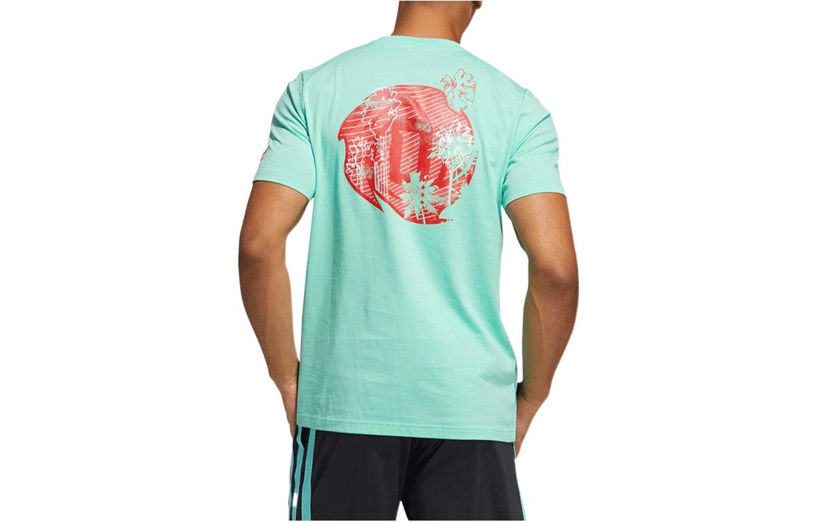 adidas Logo Printing Basketball Sports Short Sleeve Mint Green GV1833