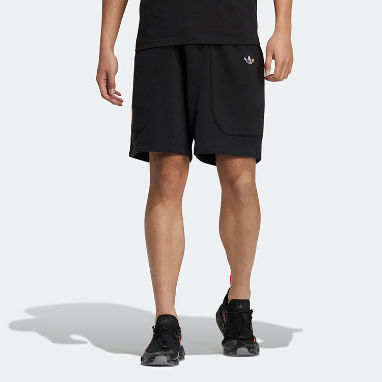 Men's adidas originals Solid Color Micro Mark Loose Athleisure Casual Sports Shorts Black HR6447