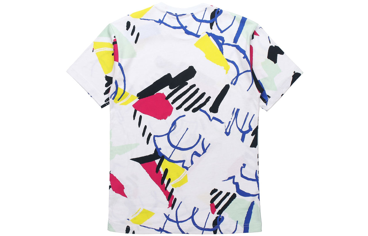 adidas originals Cozy Sports Printing Round Neck Short Sleeve White FM1550