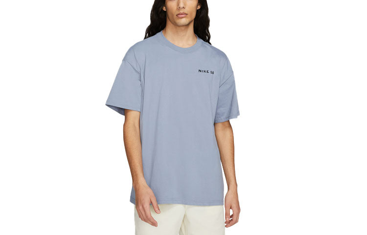 Nike SB Back Printing Skateboard Sports Short Sleeve Gray Blue Grayblue DD1305-493