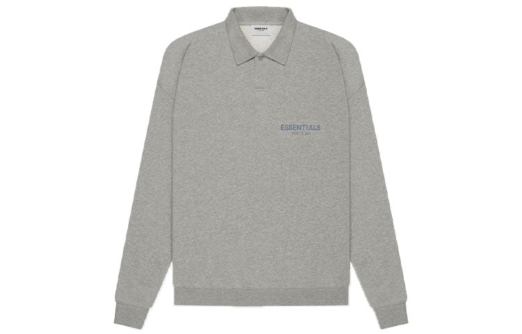 Fear of God Essentials SS21 Long Sleeve French Terry Polo Shirt 'Dark Heather Oatmeal' FOG-SS21-616