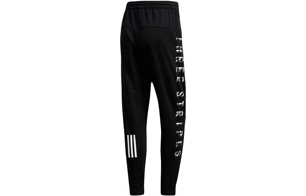 adidas Alphabet Printing Knit Bundle Feet Sports Pants Black FM5427