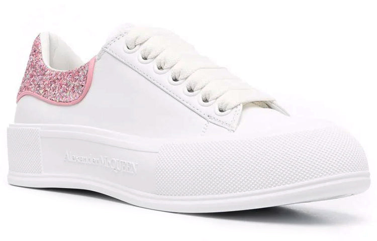 (WMNS) Alexander McQueen Deck Plimsoll 'White Rose Pink Glitter' 676686WIABJ9477