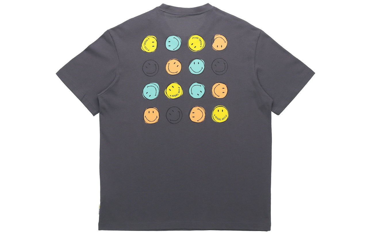 adidas neo W Smly Tee 4 Smiling Face Printing Sports Round Neck Short Sleeve Gray GP5788