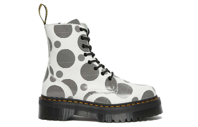 (WMNS) Dr. Martens Jadon Polka Dot Smooth Leather Platform Boots 'White Black' 26882101