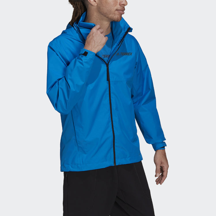 adidas Solid Color Logo Alphabet Printing Hooded Jacket Blue HA2305