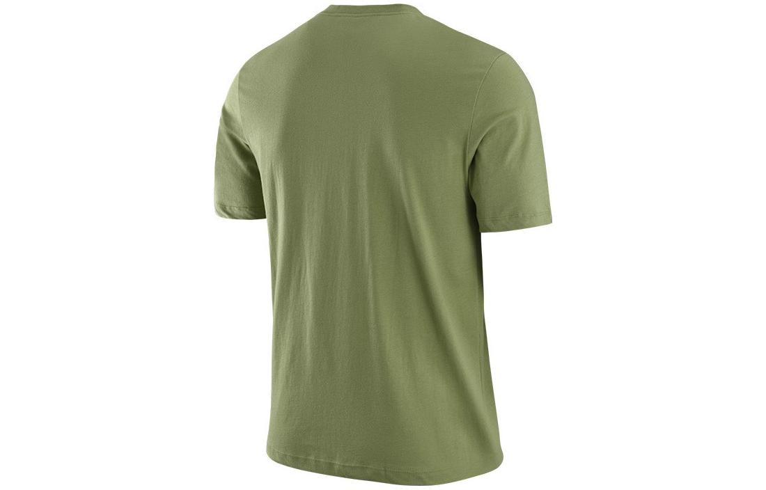 Men's Nike Embroidered Logo Breathable Micro Mark Solid Color Short Sleeve Green T-Shirt AR4999-334
