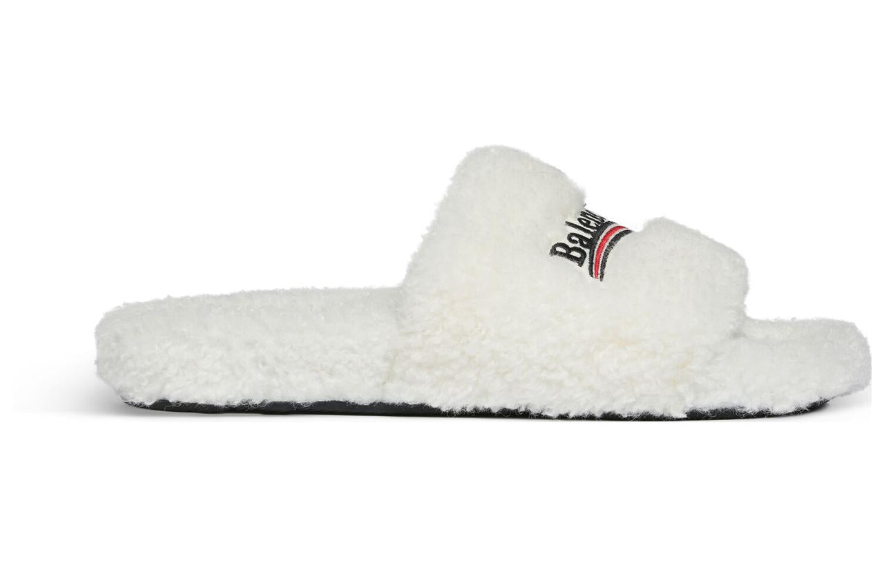 (WMNS) Balenciaga Furry Slides 'White' 654261W2DO19906