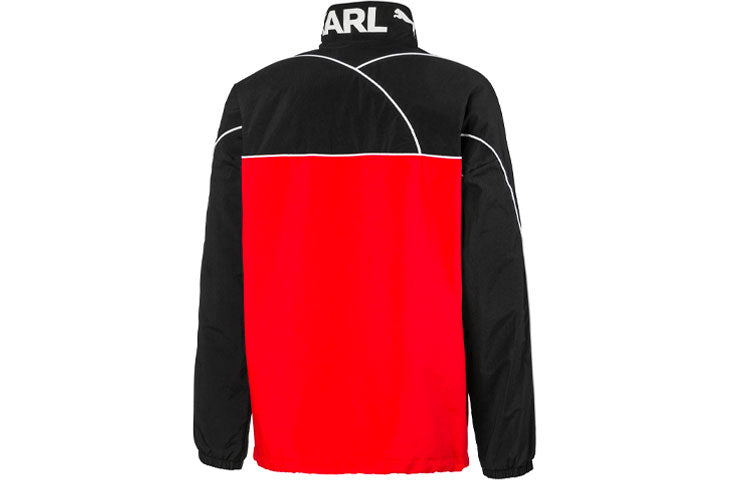 PUMA x Karl Lagerfeld Lafayette Logo Print Patchwork Jacket For Black/Red 595680-01