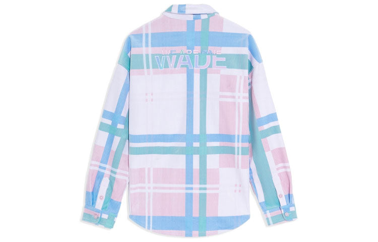 Li-Ning Wade Series Colorblock Plaid Loose Shirt 'White Pink Blue' AFDS205-1