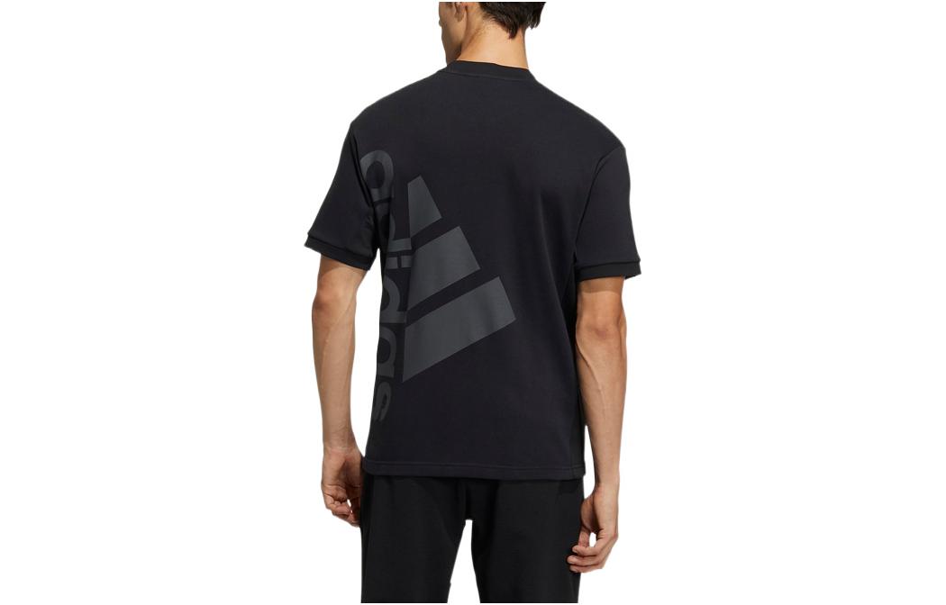 Men's adidas Solid Color Back Large Logo Alphabet Printing Short Sleeve Black T-Shirt GQ1170