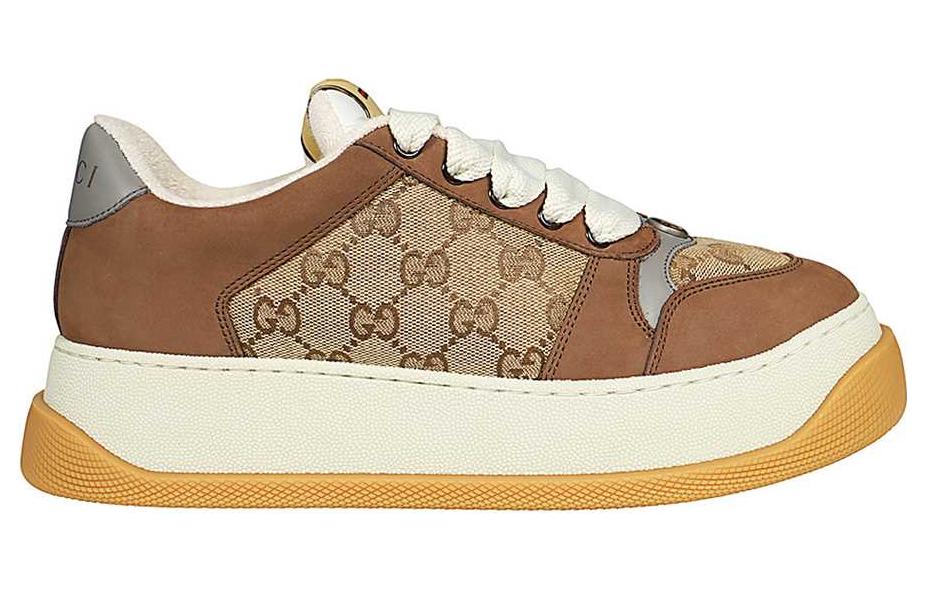 Gucci Screener GG Leather Sneakers 'Brown Beige White' 750048-FAB39-9754