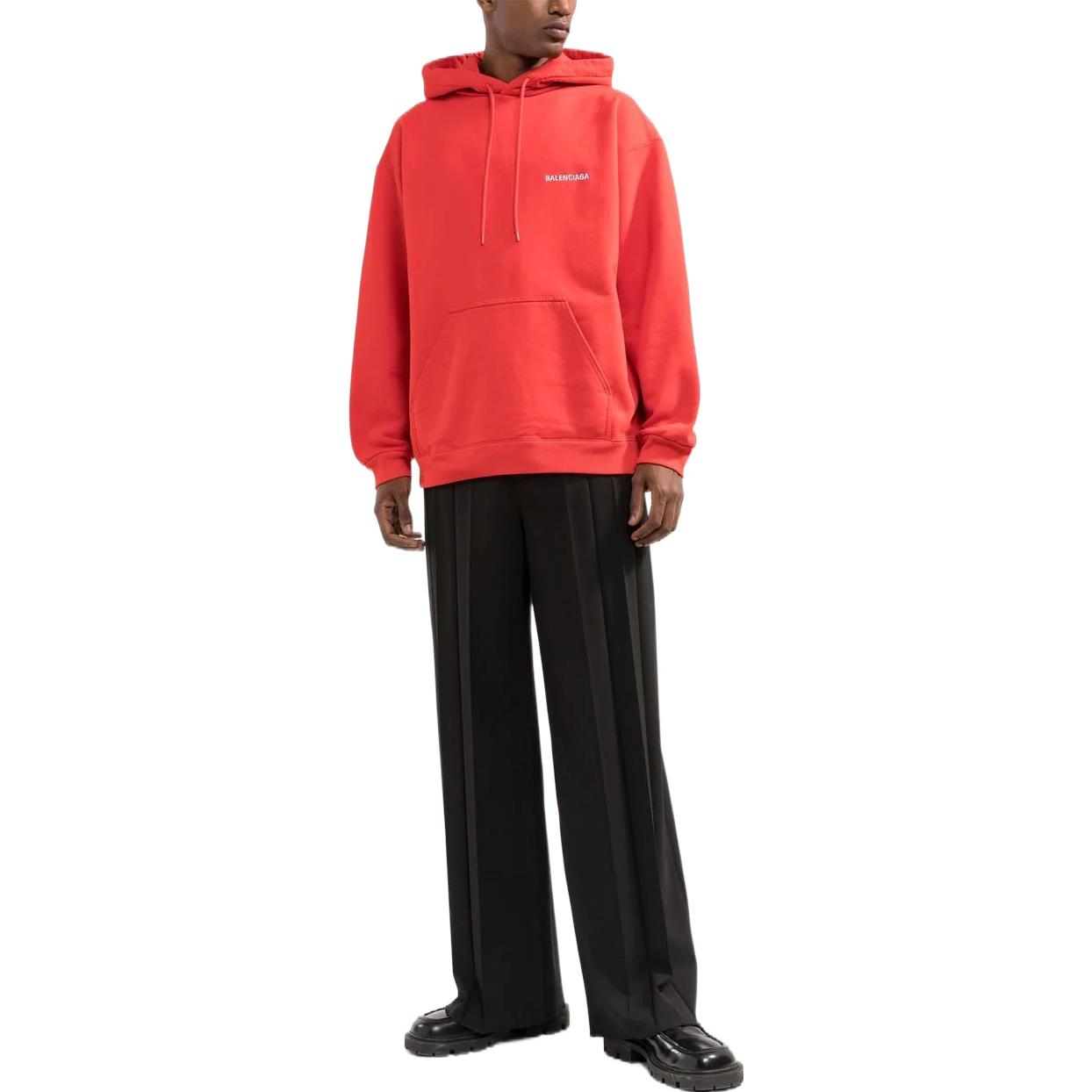 Balenciaga Back Logo Hoodie Regular Fit 'Bright Red' 600583TMVF53168