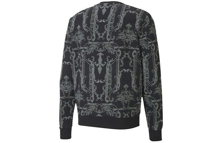 PUMA Luxe Aop Crew Casual Sports Round Neck Pullover Knit Black 530305-01