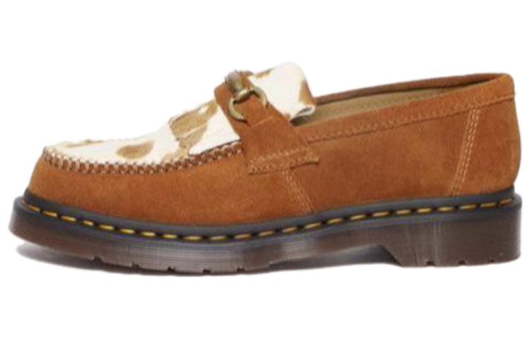 Dr.Martens Adrian Snaffle Hair-On Cow Print Kiltie Loafers 'Pecan Brown' 31084369