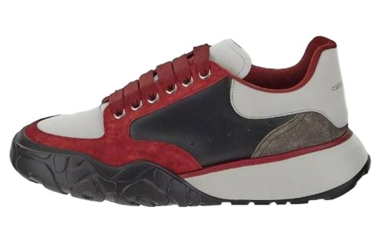 Alexander McQueen Color Block Low-top Leather Sneakers 'Red Black Grey' 667799WID6J8829