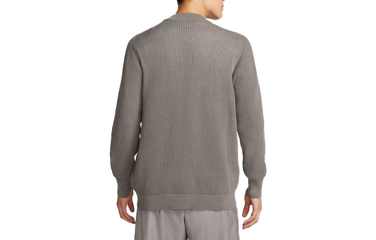 Men's Nike Solid Color Round Neck Long Sleeves Knit Wool Sweater Wolf Grey DN4102-012