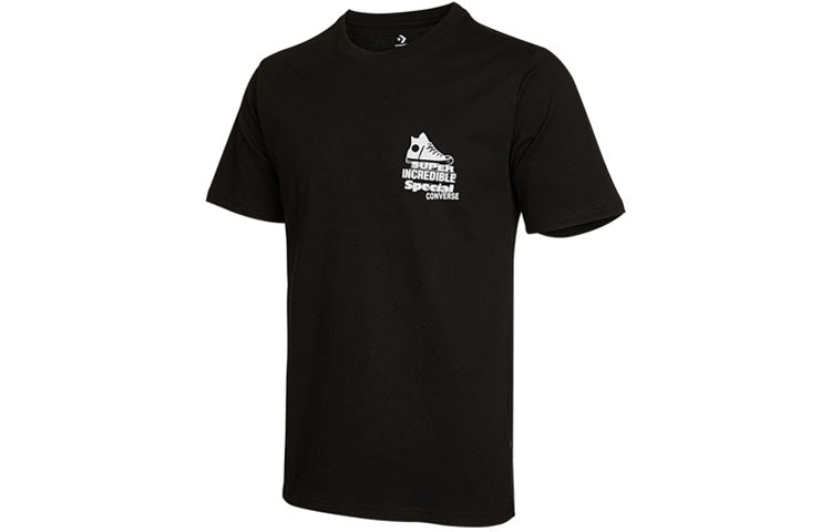 Men's Converse Back Printing Casual Round Neck Short Sleeve Black 10021509-A02