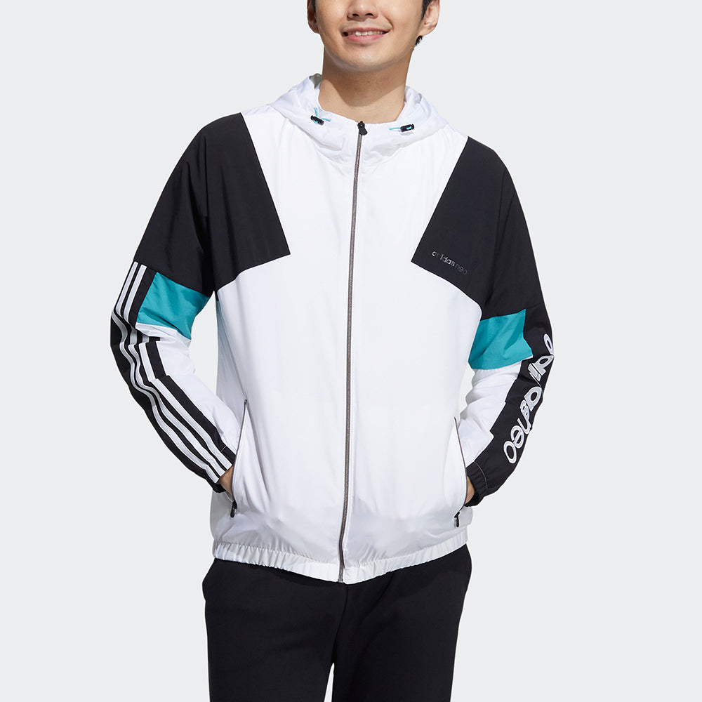 adidas neo M Cs Cb Wb 2 Logo Embroidered Contrasting Colors Sports Jacket White GP5685