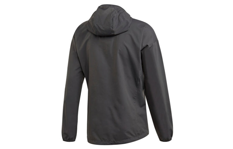 adidas Solid Color hooded Casual Training Sports Jacket Gray DT4144