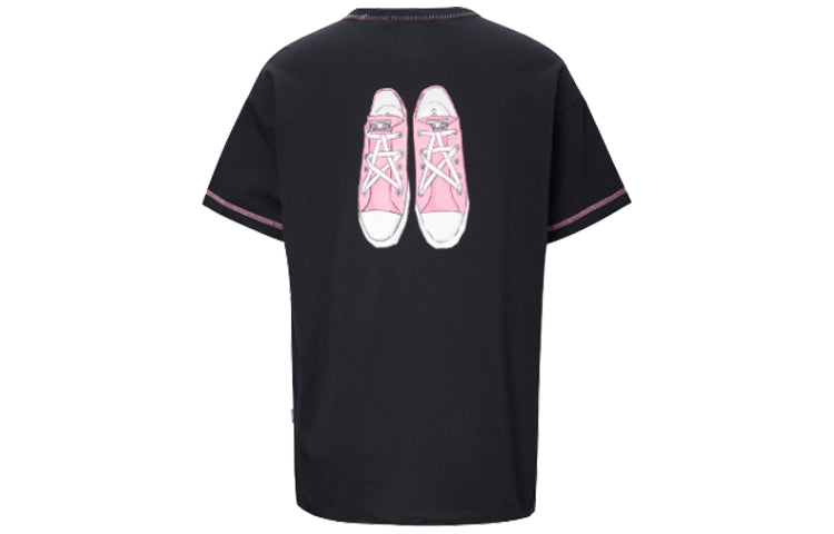 (WMNS) Converse Loose Printing Round Neck Short Sleeve Black 10020855001