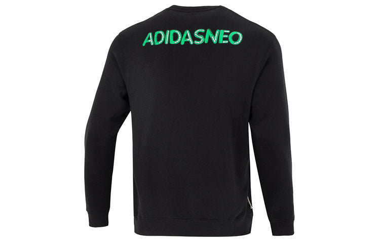 Men's adidas neo U Jf Ss Sweat Athleisure Casual Sports Alphabet Printing Round Neck Black HM9945