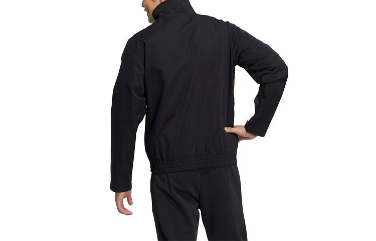 adidas neo Colorblock Stand Collar Sports Jacket Black HD4662