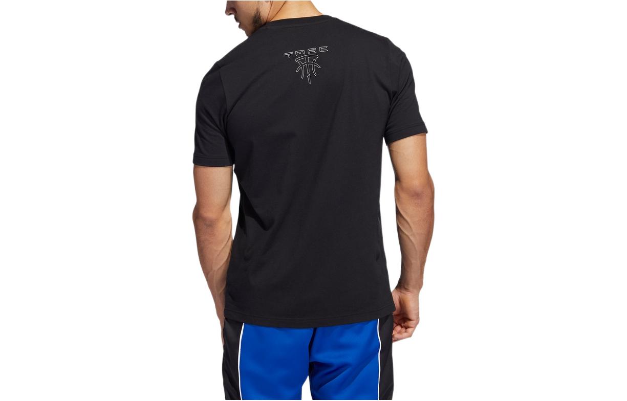 Men's adidas Alphabet Basketball Printing Round Neck Pullover Sports Short Sleeve Maddie Black T-Shirt HN0818