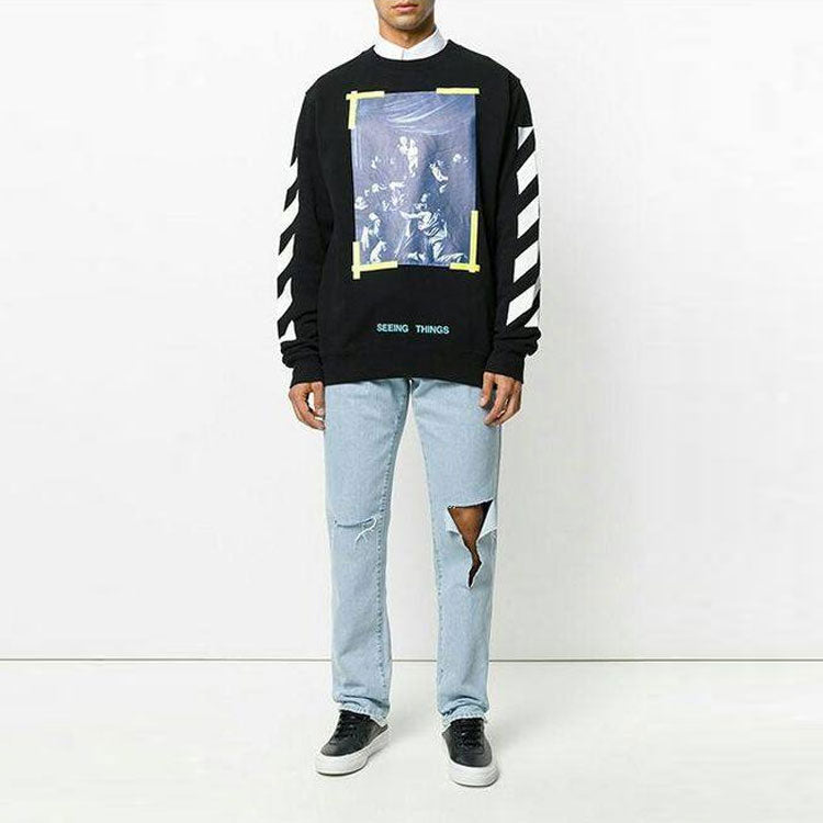 Off-White SS21 Yellow Zebra Pullover Black OMBA003F170030161001