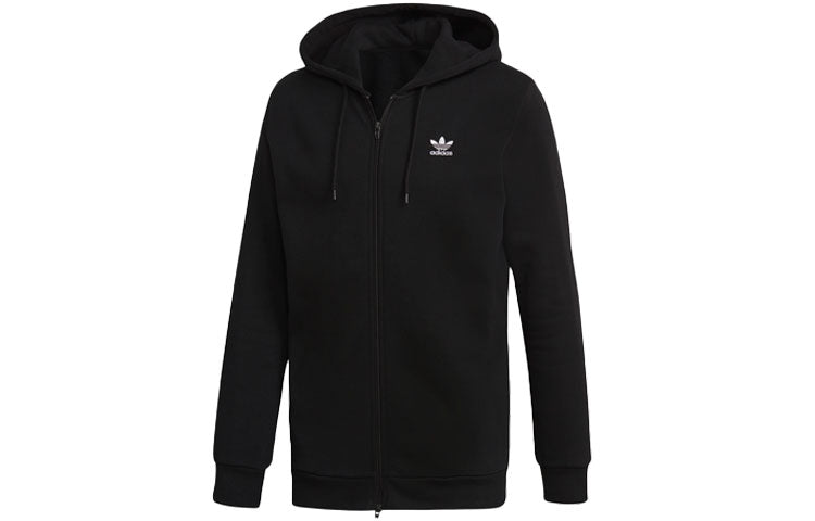 adidas originals TRF FLC Hoodie Zipper Fleece Lined Stay Warm Hooded Jacket Black DN6016