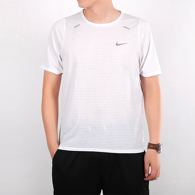 Nike Logo Pattern Training Sports Short Sleeve White DD1535-100