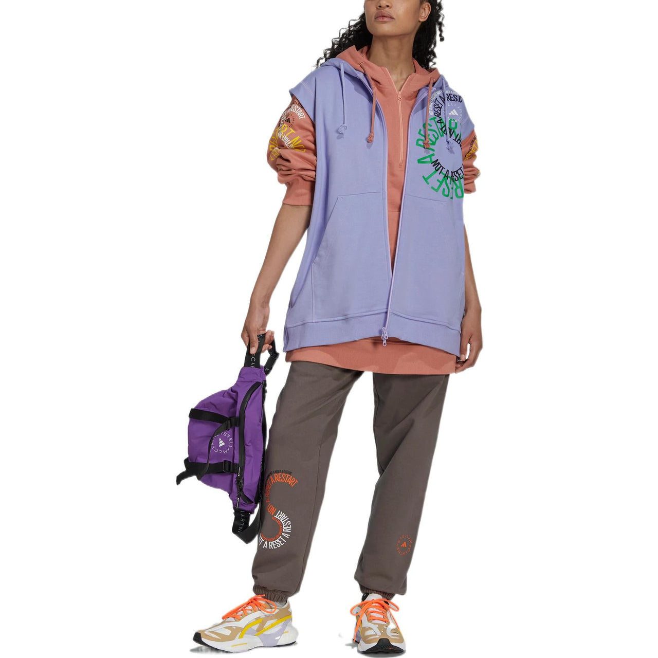 adidas Logo Alphabet Printing Pattern Hooded Zipper Purple IB5904