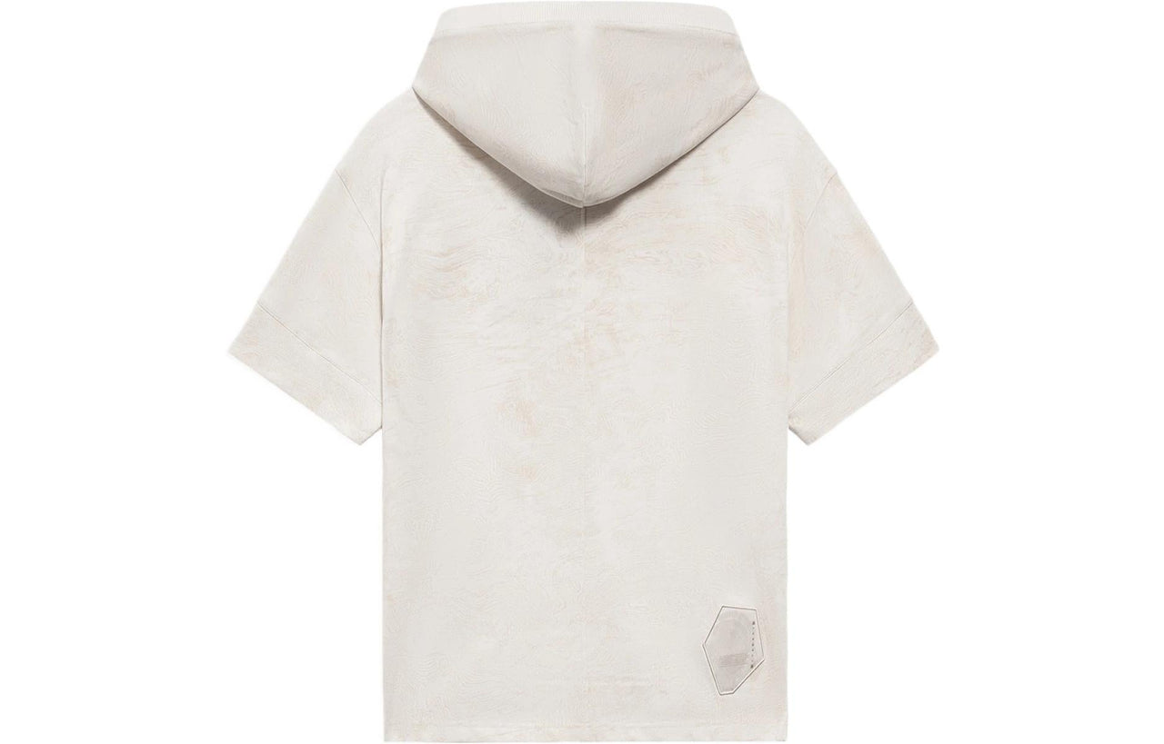 Li-Ning x Jackie Chan Short Sleeve Hoodie 'Pearl White' AMBS045-3