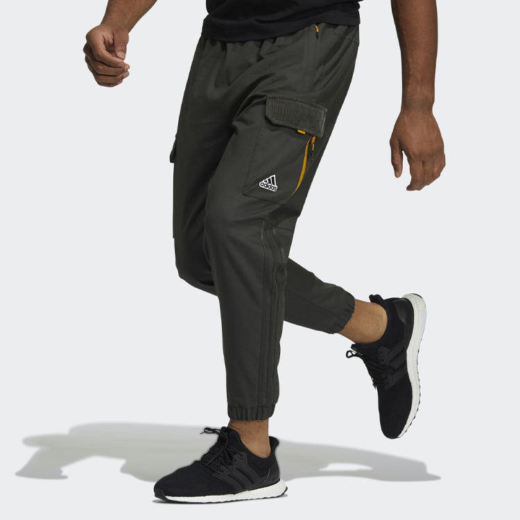 Men's adidas Woven Pants Solid Color Elastic Waistband Long Sports Pants/Trousers/Joggers Dark Brown HD0354