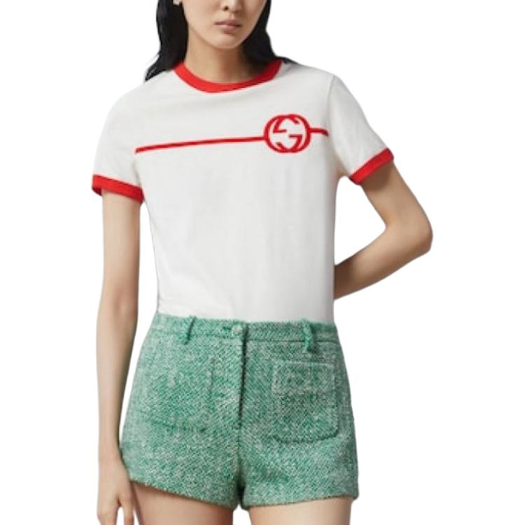 (WMNS) Gucci Cotton Jersey Printed T-Shirt 'Off White' 723566-XJF74-9095
