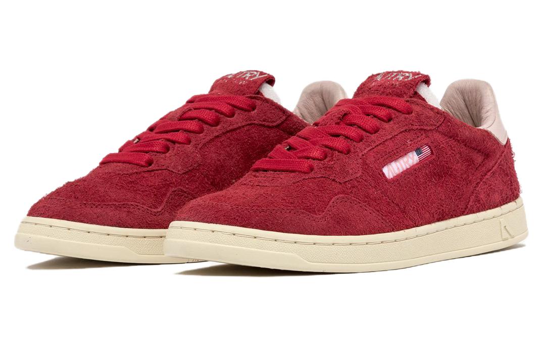 (WMNS) AUTRY New Flat Low Suede 'Red and Powder Pink' FLLW-UL03