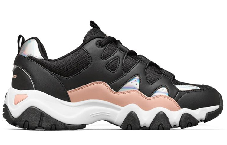 (WMNS) Skechers D'lites 2.0 Low-top Running Shoes Black/White/Pink 66666312-BKPK
