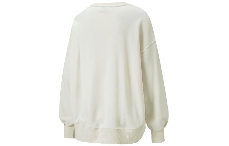 (WMNS) PUMA Logo Embroidery Round-neck SweatshirtBeige 535327-99