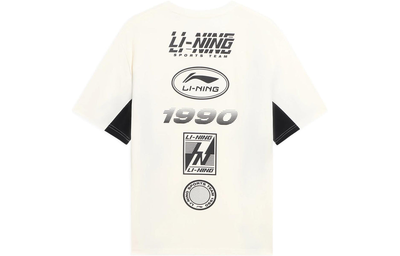 Li-Ning Sports Team Multi Logo T-shirt 'Beige' AHSS121-1