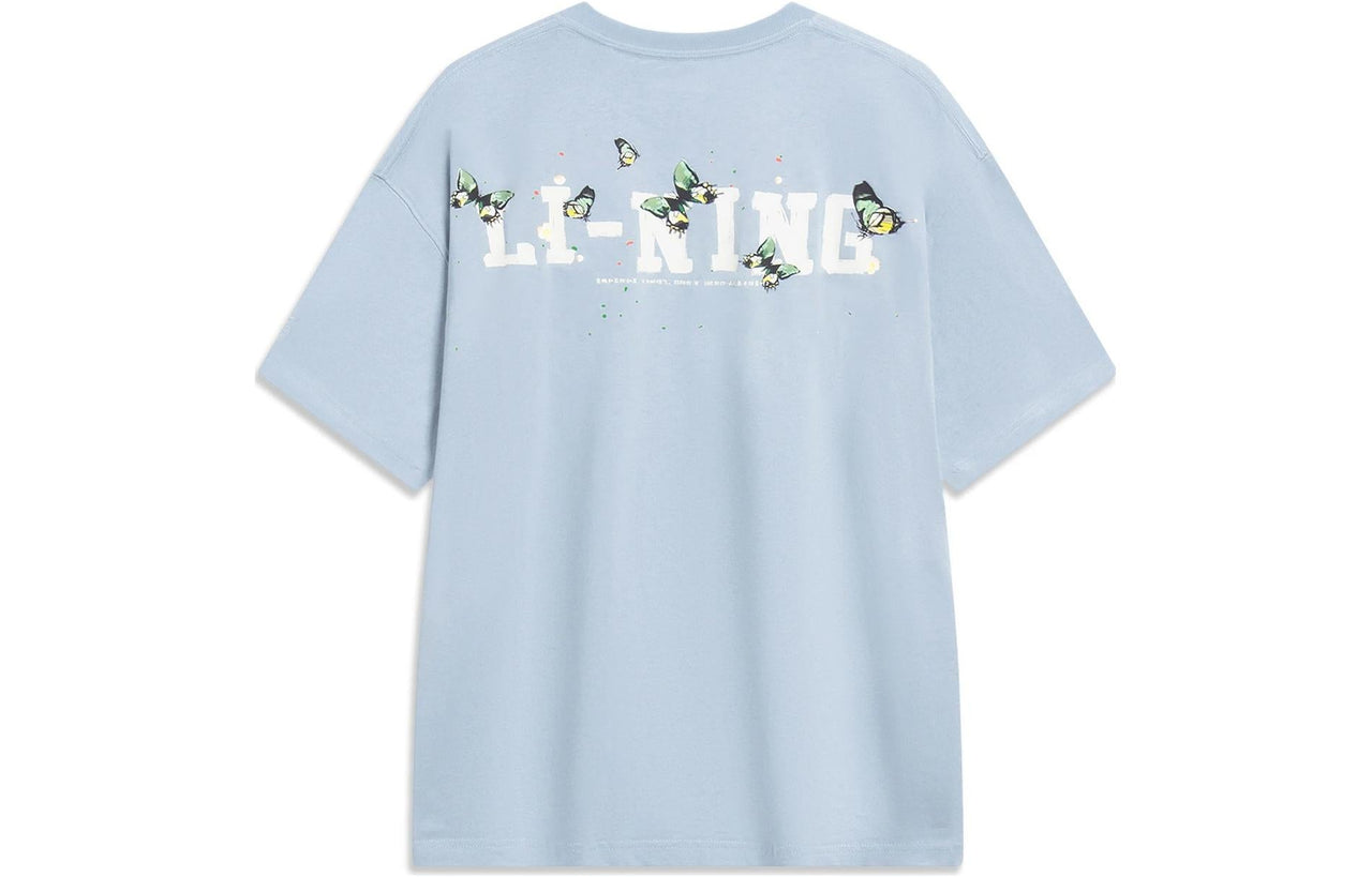 Li-Ning Chinese Culture Butterfly Graphic T-shirt 'Light Blue' AHST205-6