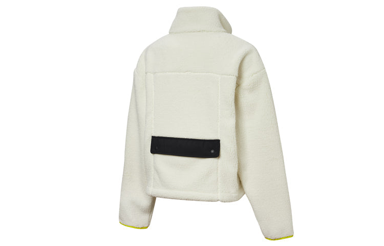 (WMNS) PUMA Contrasting Colors Stand Collar Zipper Jacket SHERPA Creamy White 530495-01