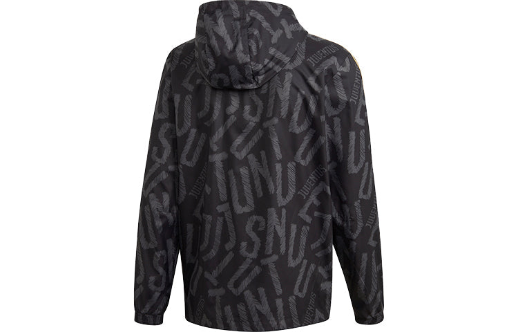 adidas JUVE WINDBREAKR Juventus Soccer/Football Sports Hooded Jacket Black FR4220