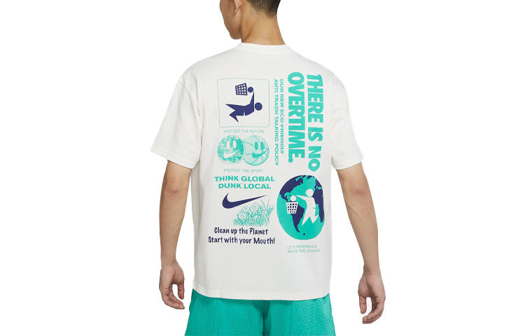 Nike Printing Basketball Sports Round Neck Short Sleeve White DJ1577-901