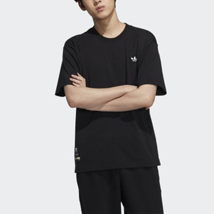 adidas originals Sports Leisure Back Print Round Collar Short Sleeve Men's Black HC6923