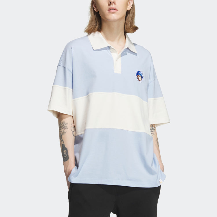 adidas originals x Monkey Kingdom Short Sleeve Polo Shirt 'Blue White' IP1801