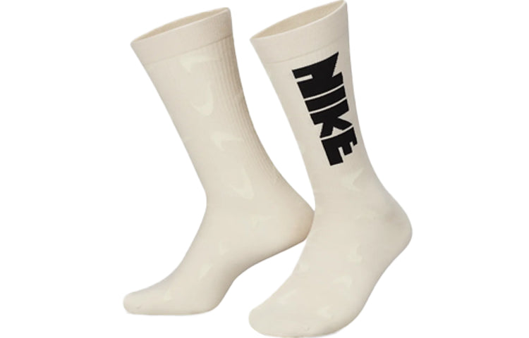 Nike Everyday Essentials Crew Logo Jacquard Sports Socks One Pair Coconut Milk DQ0788-219