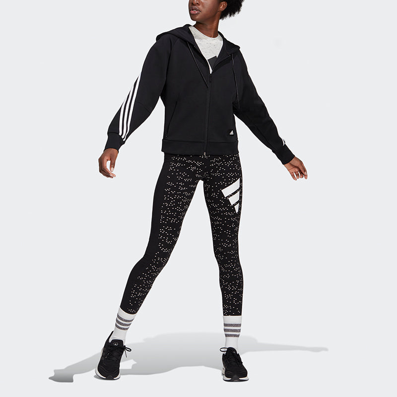 (WMNS) adidas Sportswear Wrapped 3-Stripes Full-Zip Hoodie Asia Sizing 'Black White' GL0339