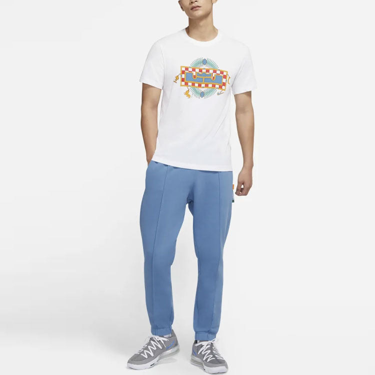 Nike LeBron Pattern Printing Round Neck Short Sleeve White DN2902-100