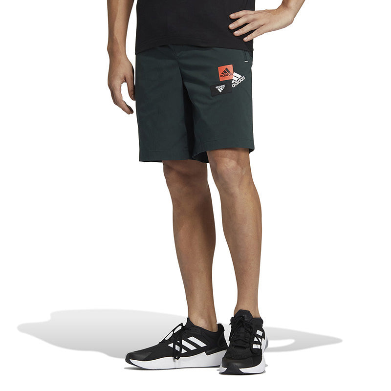 Men's adidas Logo Printing Woven Thin Breathable Sports Shorts Green HM2973