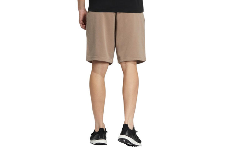 adidas Solid Color Logo Printing Lacing Straight Shorts 'Brown' HS4389